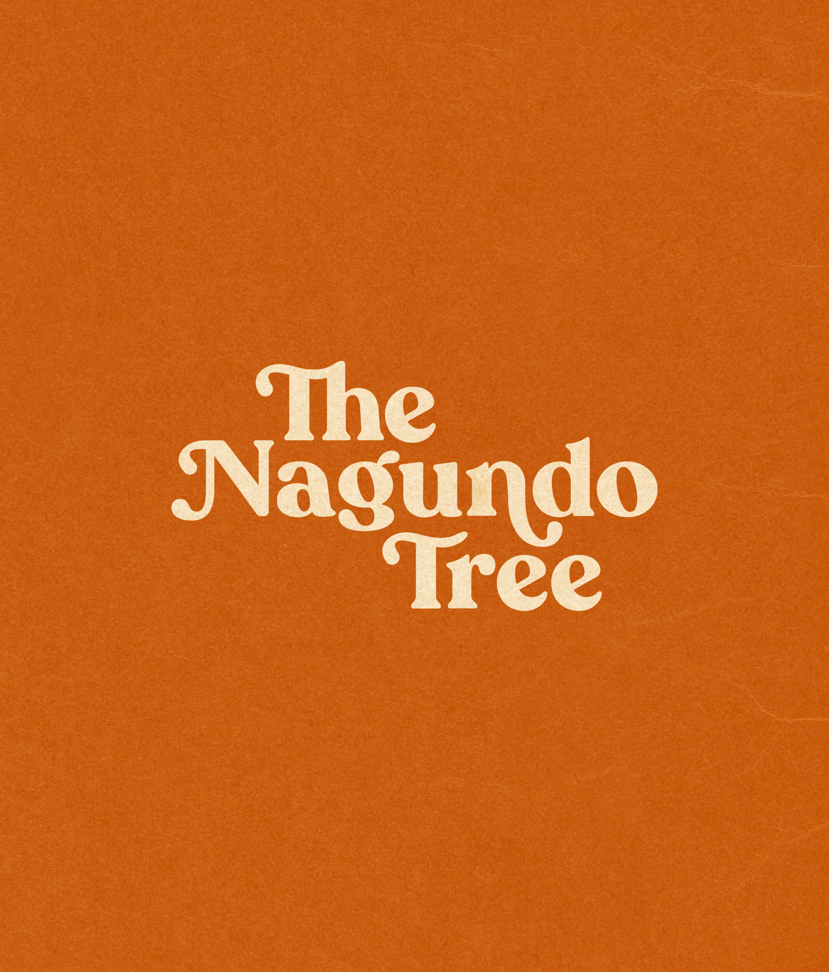 The Nagundo Tree logotype, a retro serif in cream on burnt orange